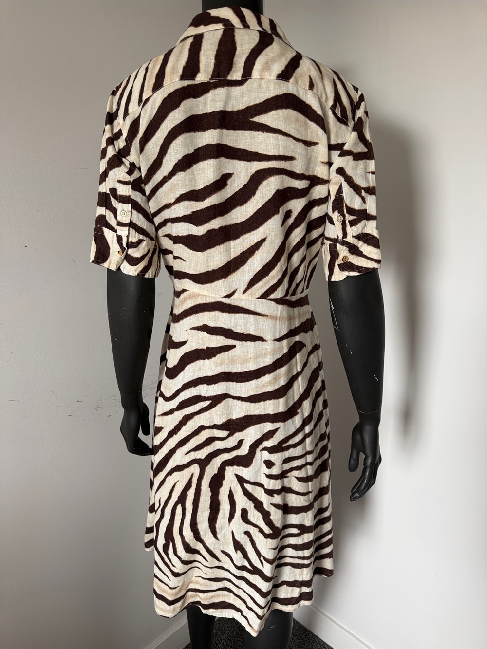 289. Lauren Ralph Lauren Zebra Print Linen Shirt Dress Size 6 - Picture 13 of 13